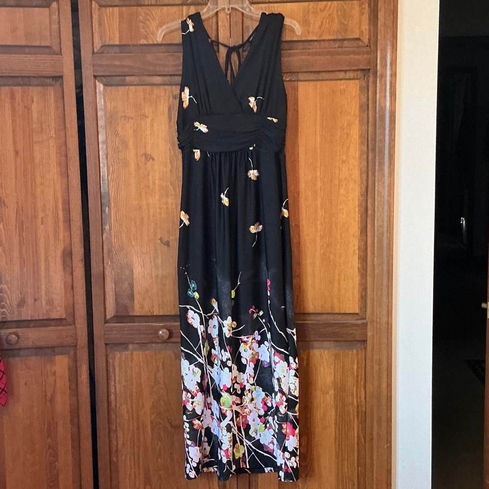 Jonathan Martin Black and White Floral Maxi Dress, Size S